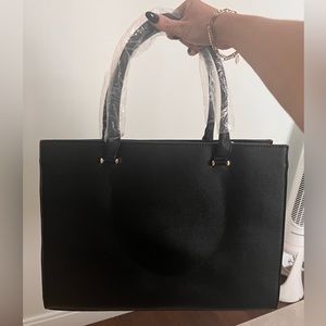 Black leather laptop bag/purse